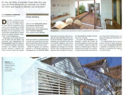 Publicacion del suplemento Clarín Arquitectura de la reforma de la casa en la calle Peña , «Un Chalet Reformulado»